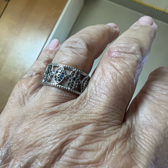 Silver tone evil eye ring - Picture 5 of 6